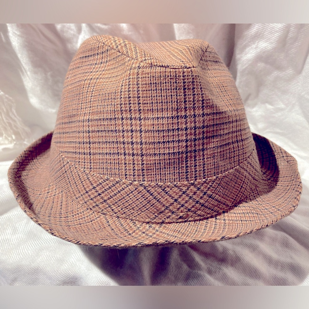Trilby/Fedora Hat, Houndstooth Plaid, , Adult M/L, grosgrain lining.